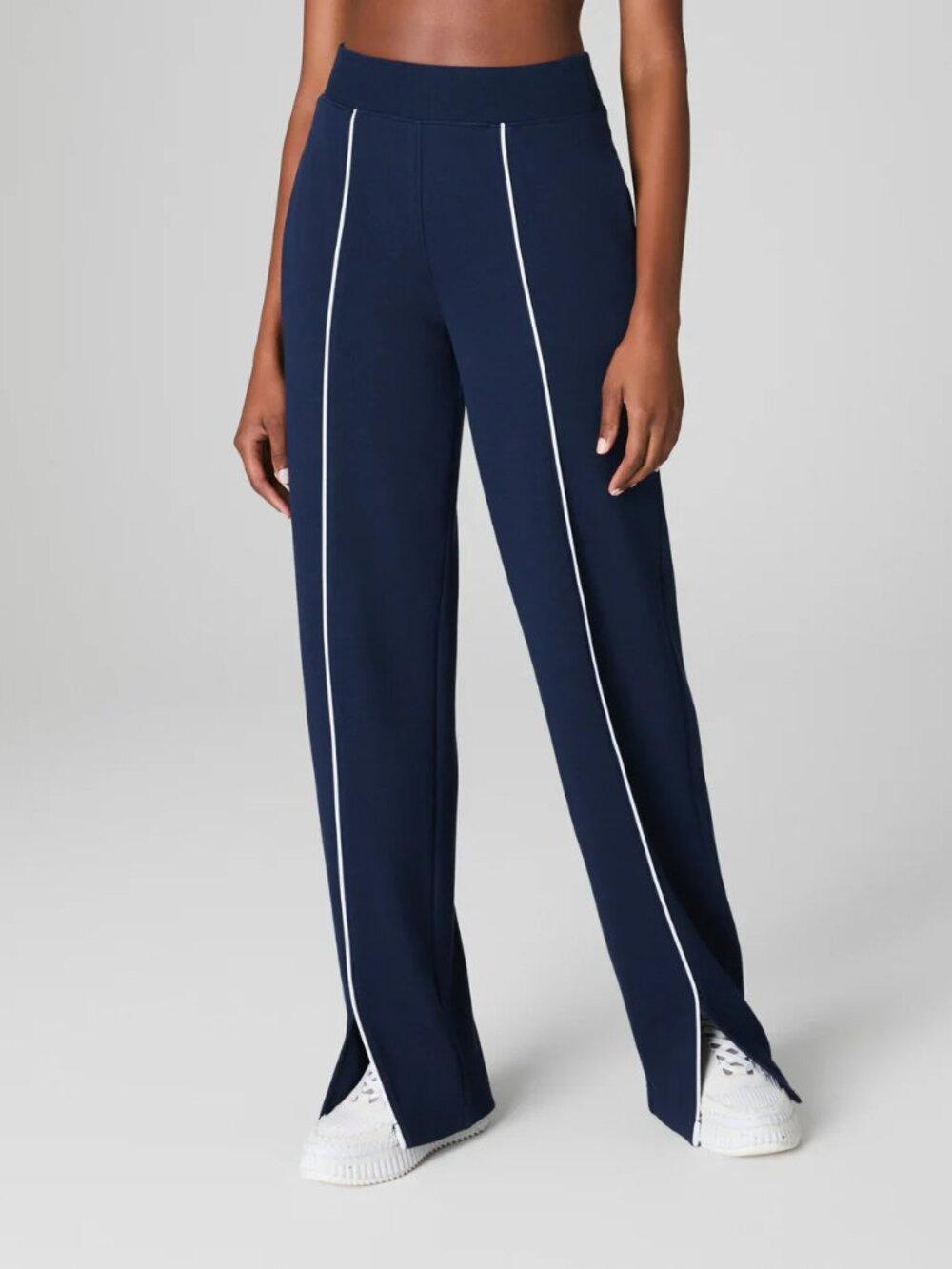 NWT Spanx AirPique Straight leg Track Pants Navy Blue XL sporty luxe athleisure